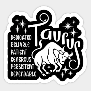 Taurus zodiac sign positive traits Sticker